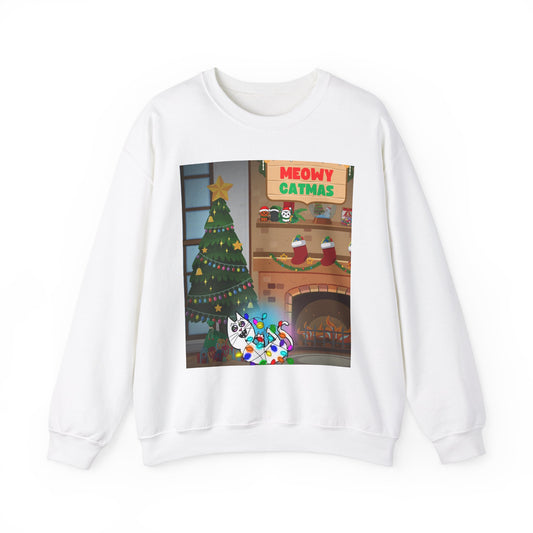 Unisex “Meowy Catmas” Heavy Blend Crewneck Sweatshirt