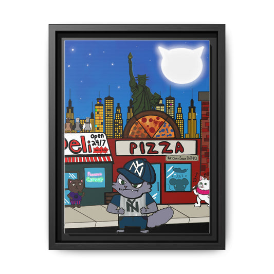 New York Kitty - Matte Finished - Pinewood Frame - Original Art