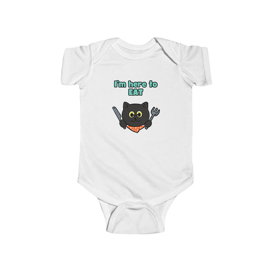 I'm here to EAT - Black Cat - Baby Bodysuit - Bearded Cat Supplies