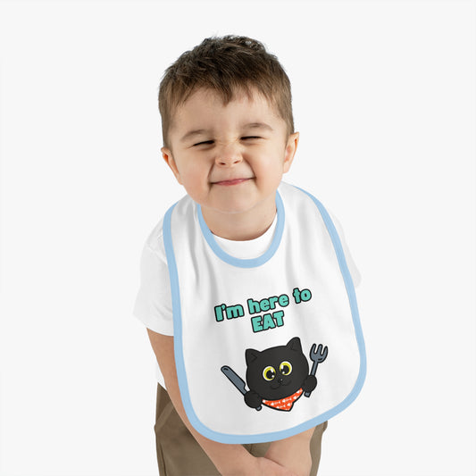 I'm Here to Eat - Black Cat - Baby Bib - Unisex - Bearded Cat Supplies